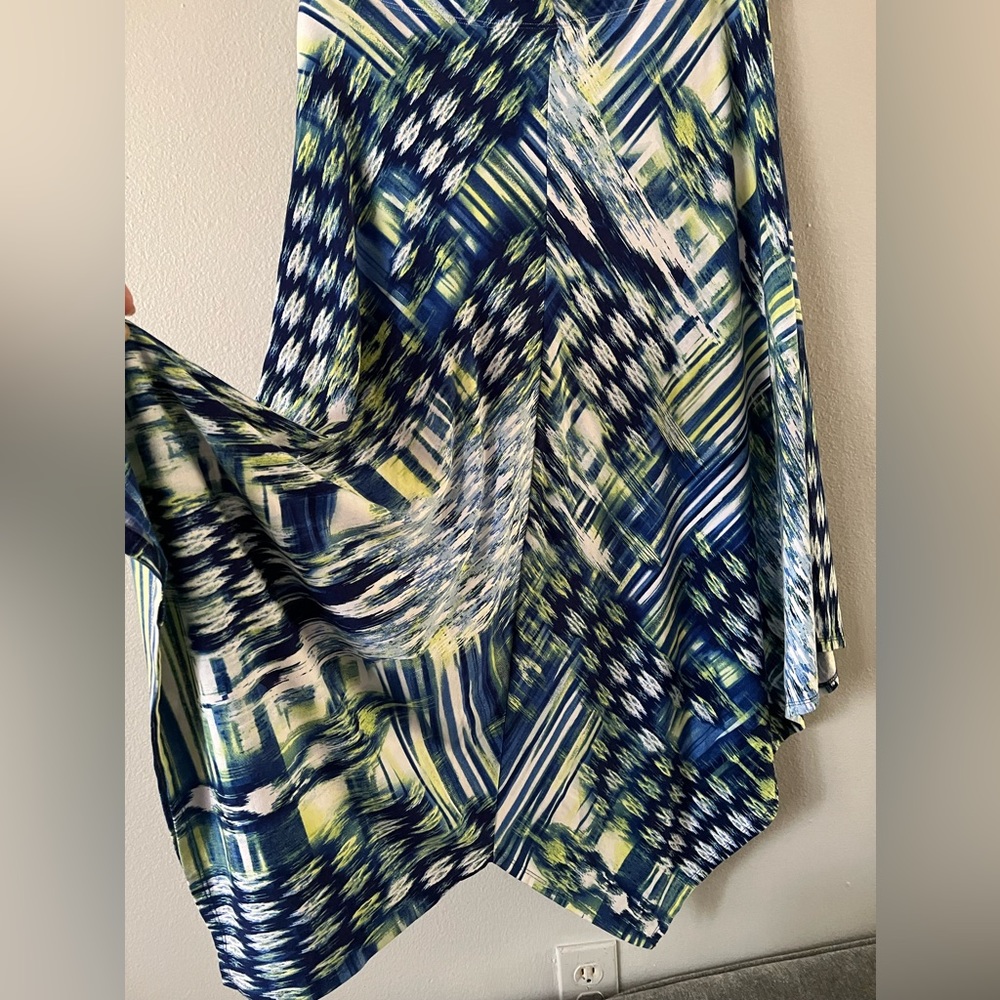 Chicos Hailey Hanky Blue Maxi Skirt Ikat Print Stretch Knit Size 2 Large/Xl EUC - Picture 8 of 13